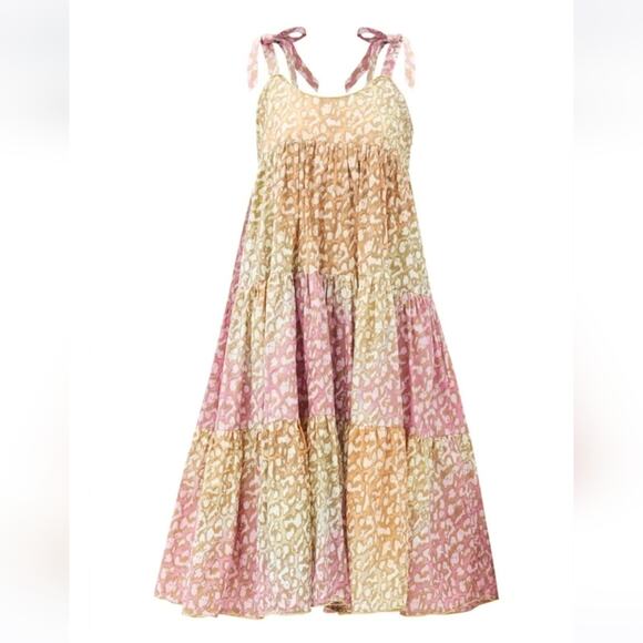 Juliet Dunn Dresses & Skirts - Juliet Dunn Tie Dye 70's Leopard Print Midi Sundress Boho Chic Size 3 US 8/10